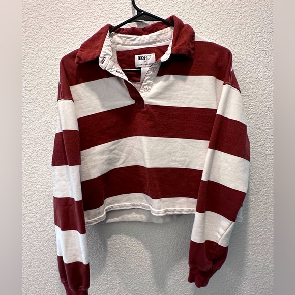 Beach Riot Tops - BEACH RIOT Brown Cropped Rugby Shirt
